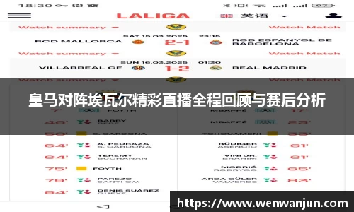 皇马对阵埃瓦尔精彩直播全程回顾与赛后分析